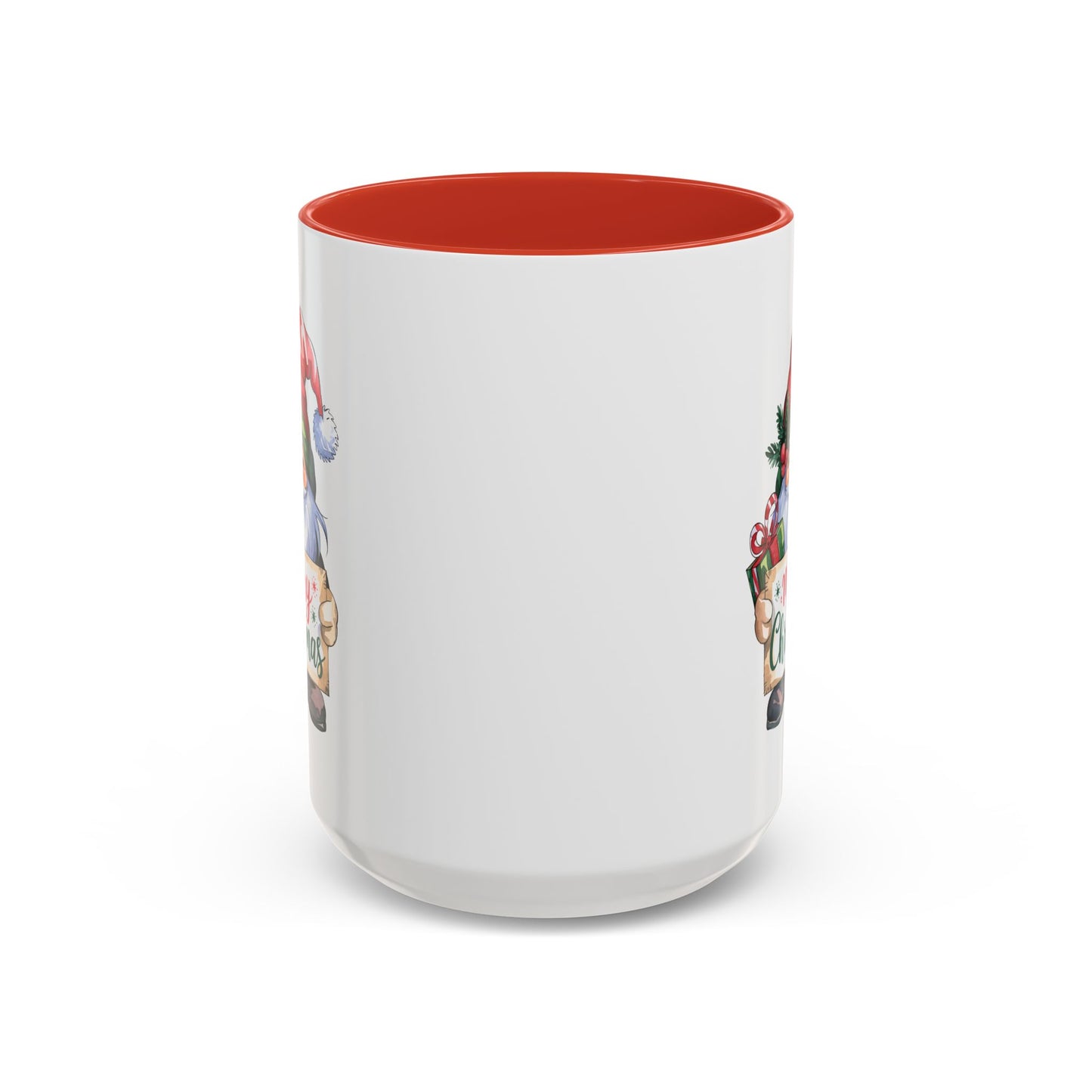 Christmas Mug - Merry Christmas Red & Green Text Gnome Present