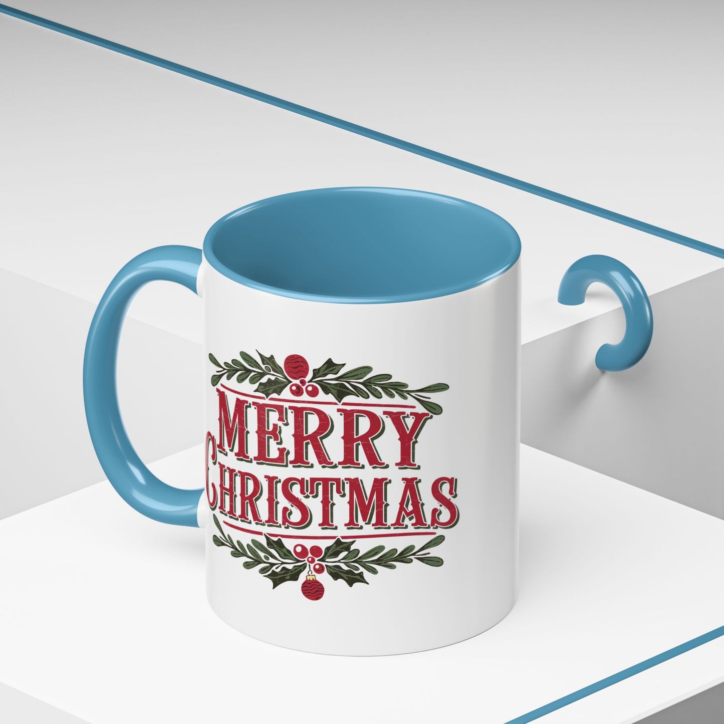 Christmas Mug - Merry Christmas Maroon Text Ornament Decorations
