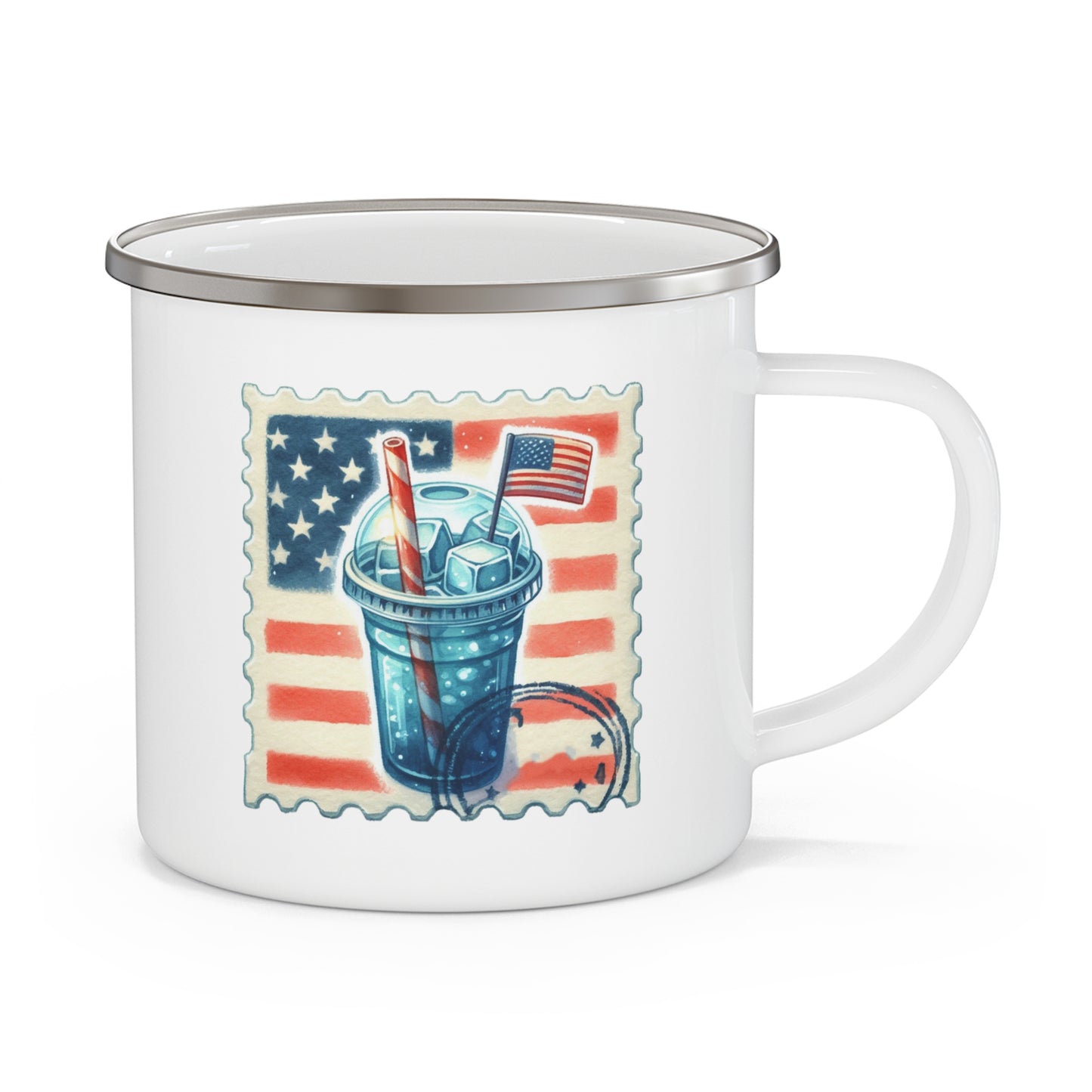 4th of July Mug - American Flag Iced Drink Stamp