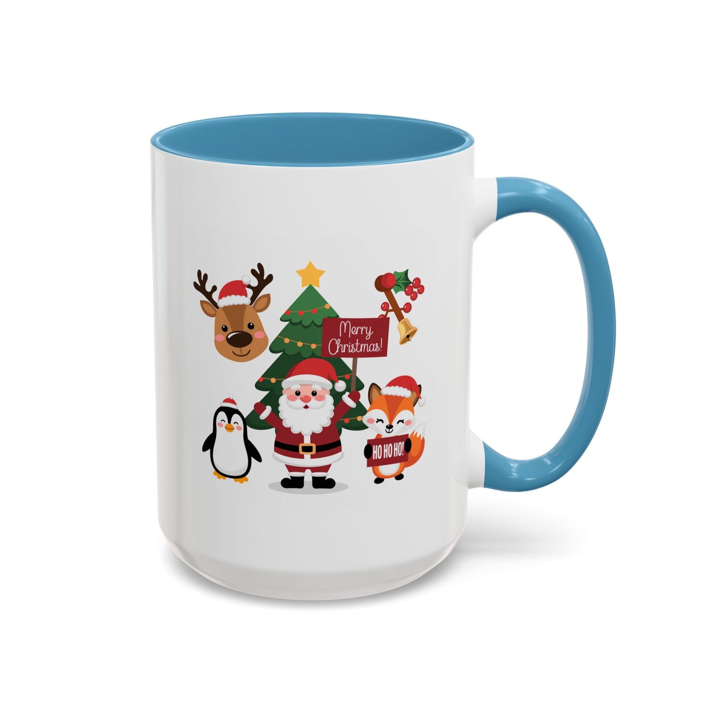 Christmas - Merry Christmas White Text Santa Reindeer Penguin Fox