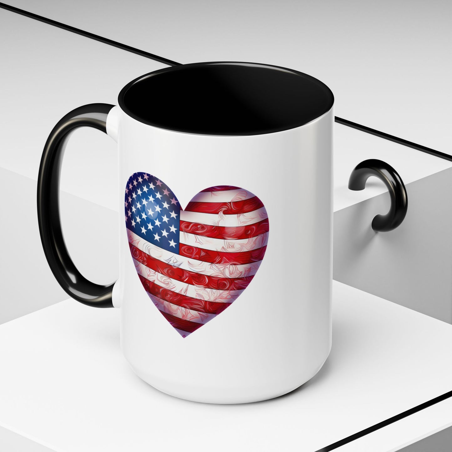 4th of July Mug - Heart American Flag