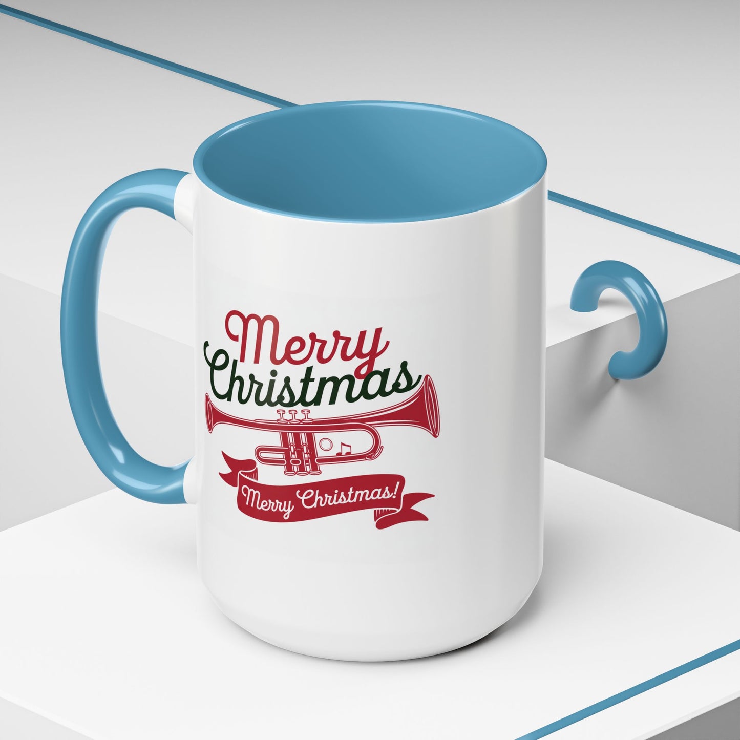 Christmas Mug - Red & Green Text Trumpet