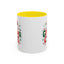 Christmas Mug - Grandma Claus Green Yellow & Red Text Hat Lights Stars