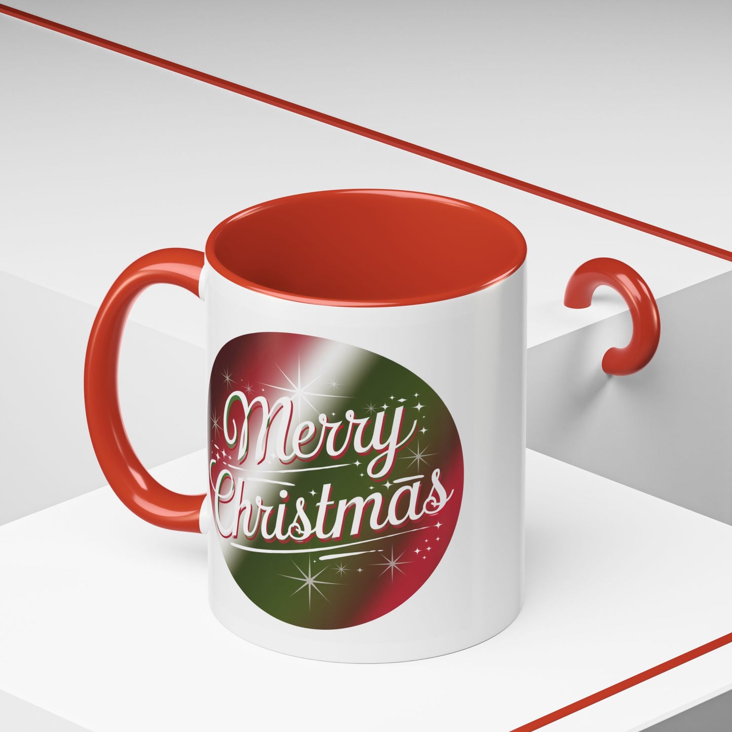 Christmas Mug - Merry Christmas White and Red Text Decoration