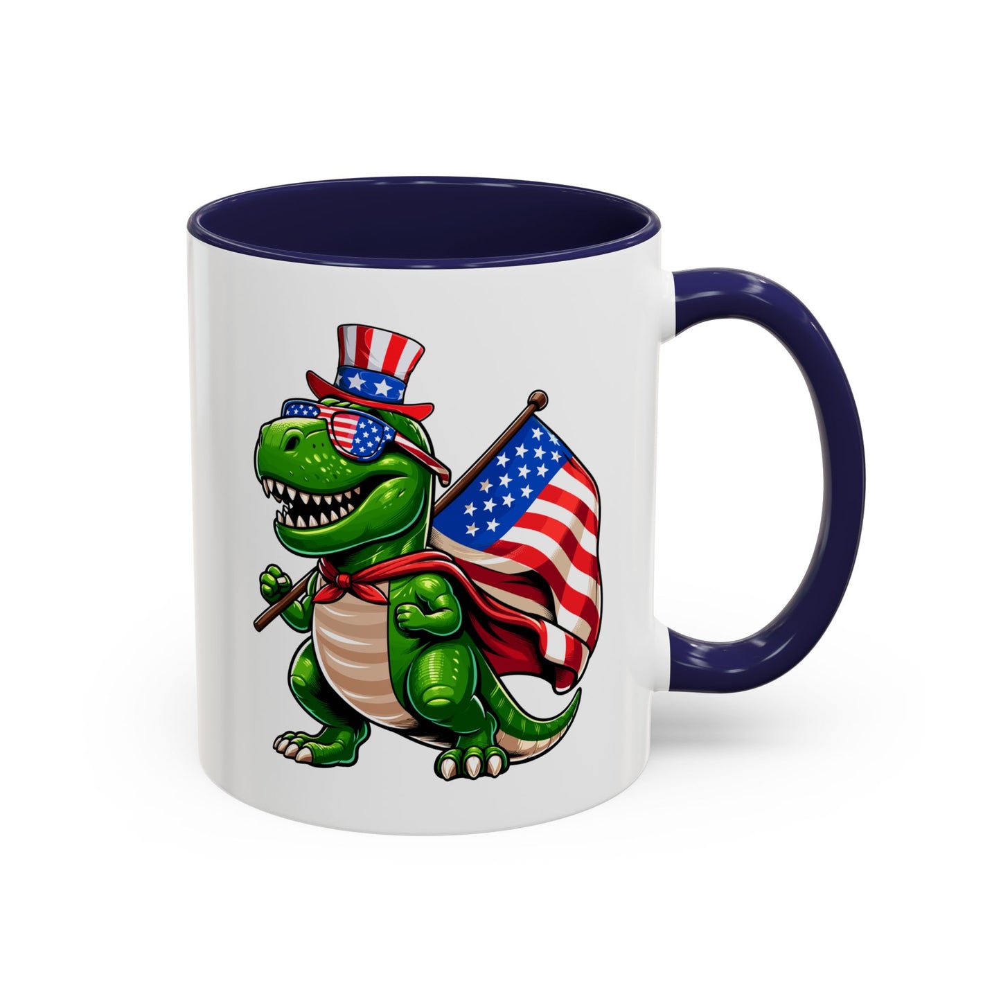 4th of July Mug - T Rex Dinosaur USA Flag