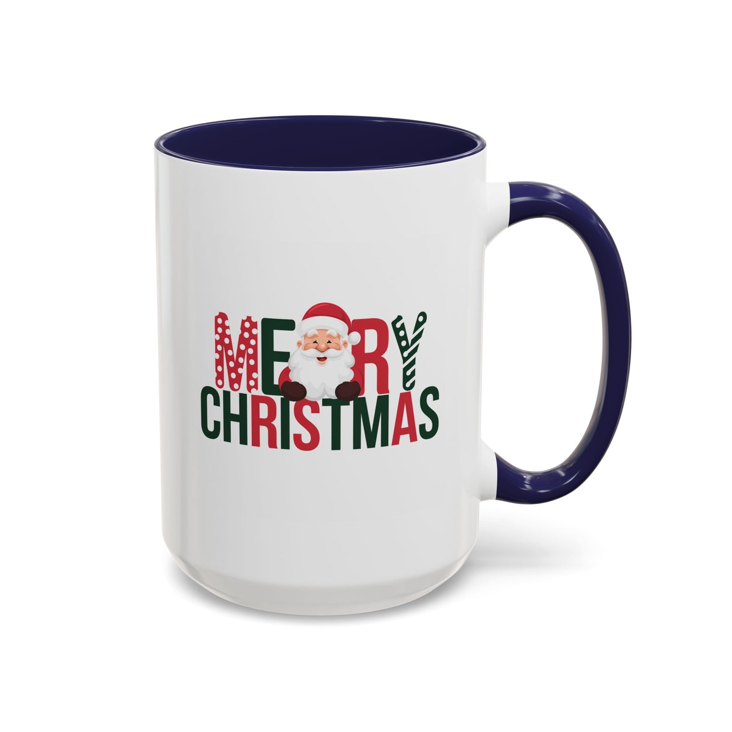 Christmas Mug - Merry Christmas Green & Red Text Santa