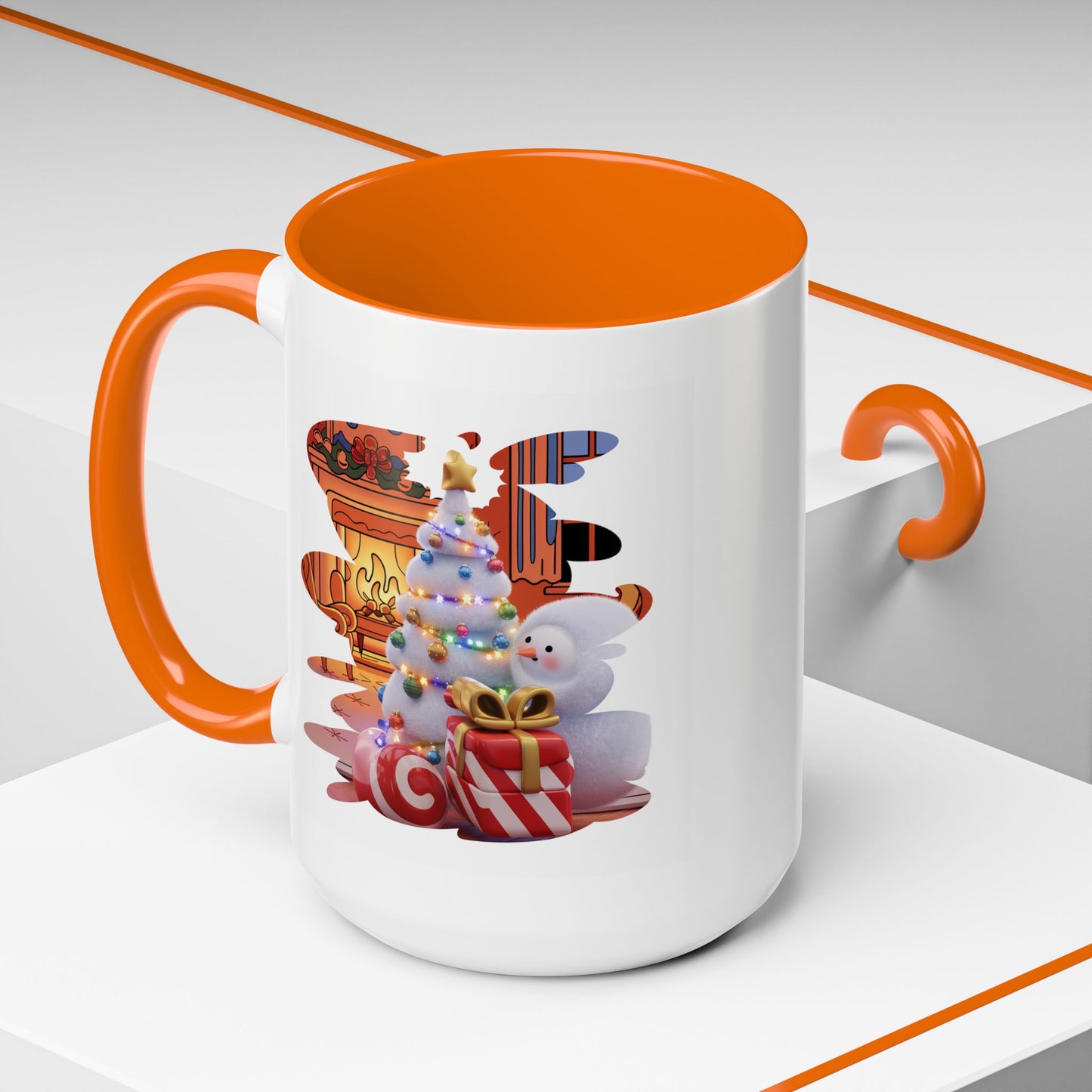 Christmas Mug - Snowman Tree Presents Fireplace