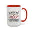 Christmas Mug - We Wish You a Merry Christmas Blue Green & Red Text