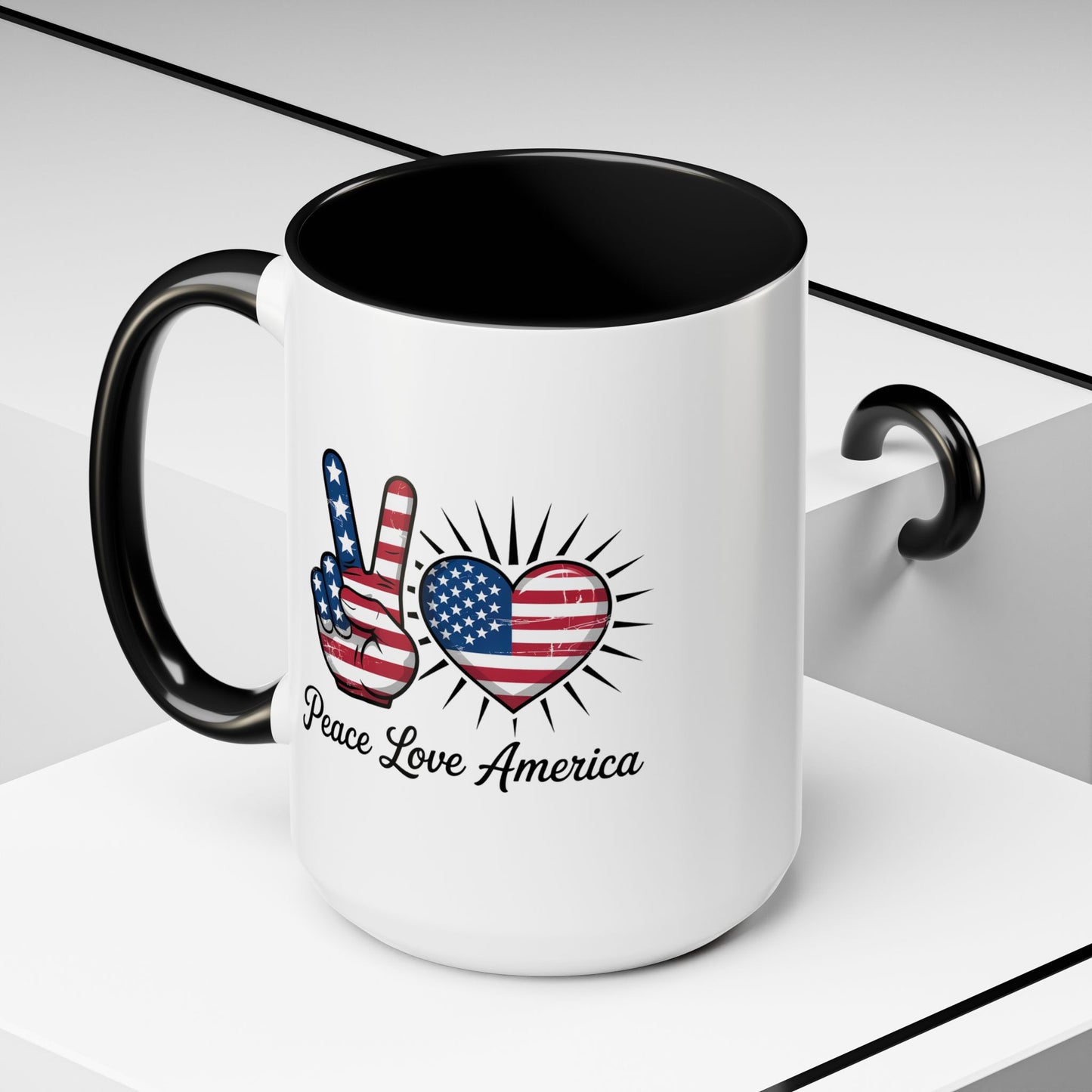 4th of July Mug - Peace Love America