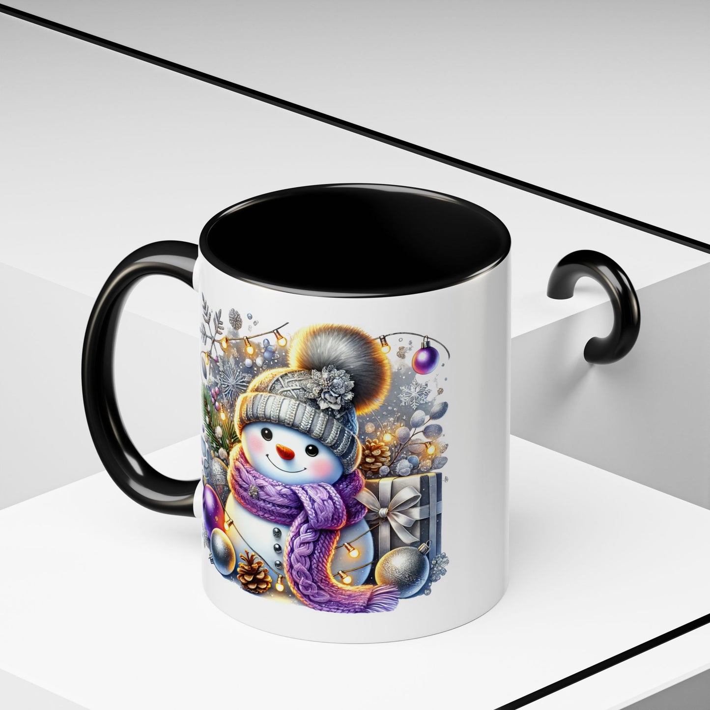 Christmas Mug - Purple and Silver Snowman