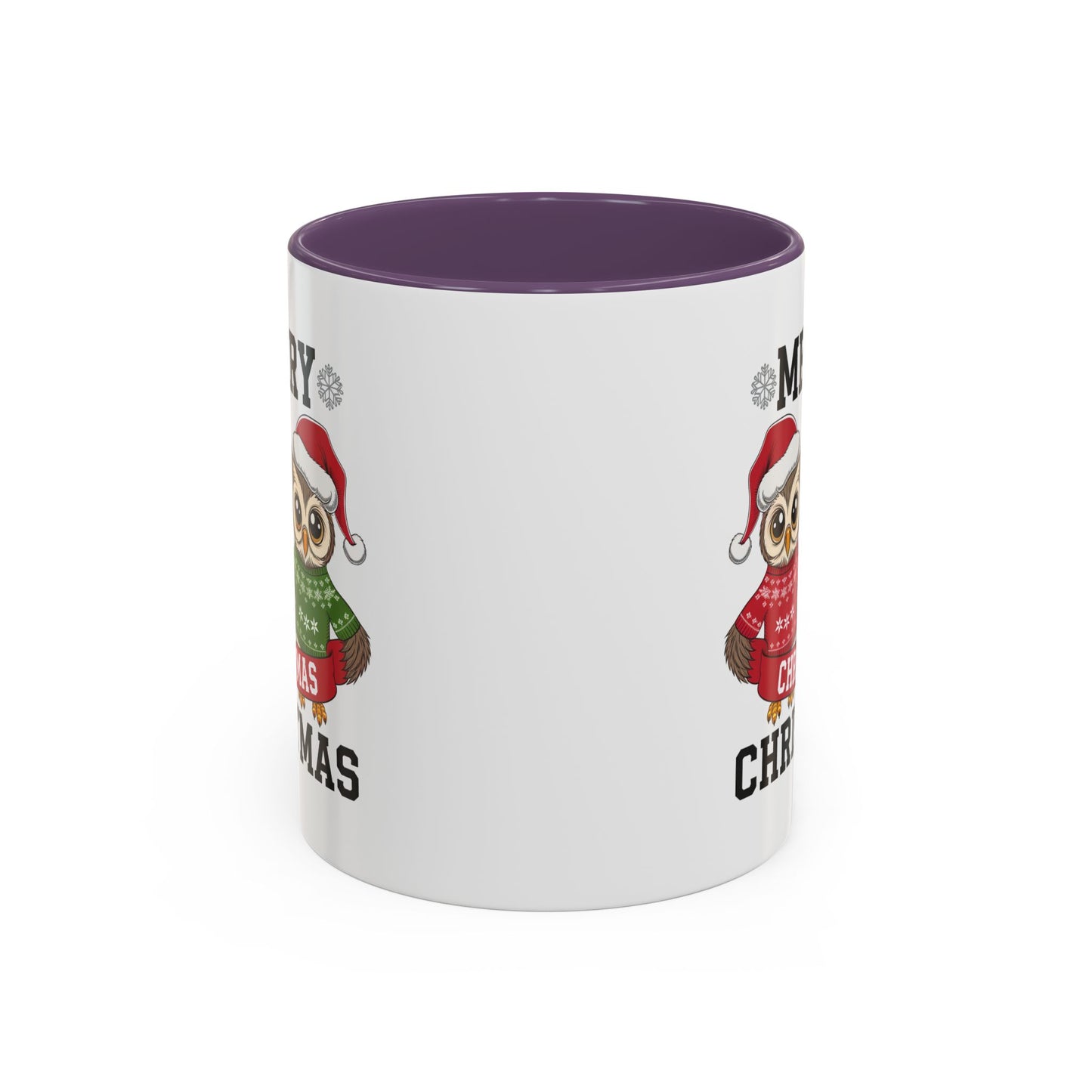 Christmas Mug - Merry Christmas Black Text Owls