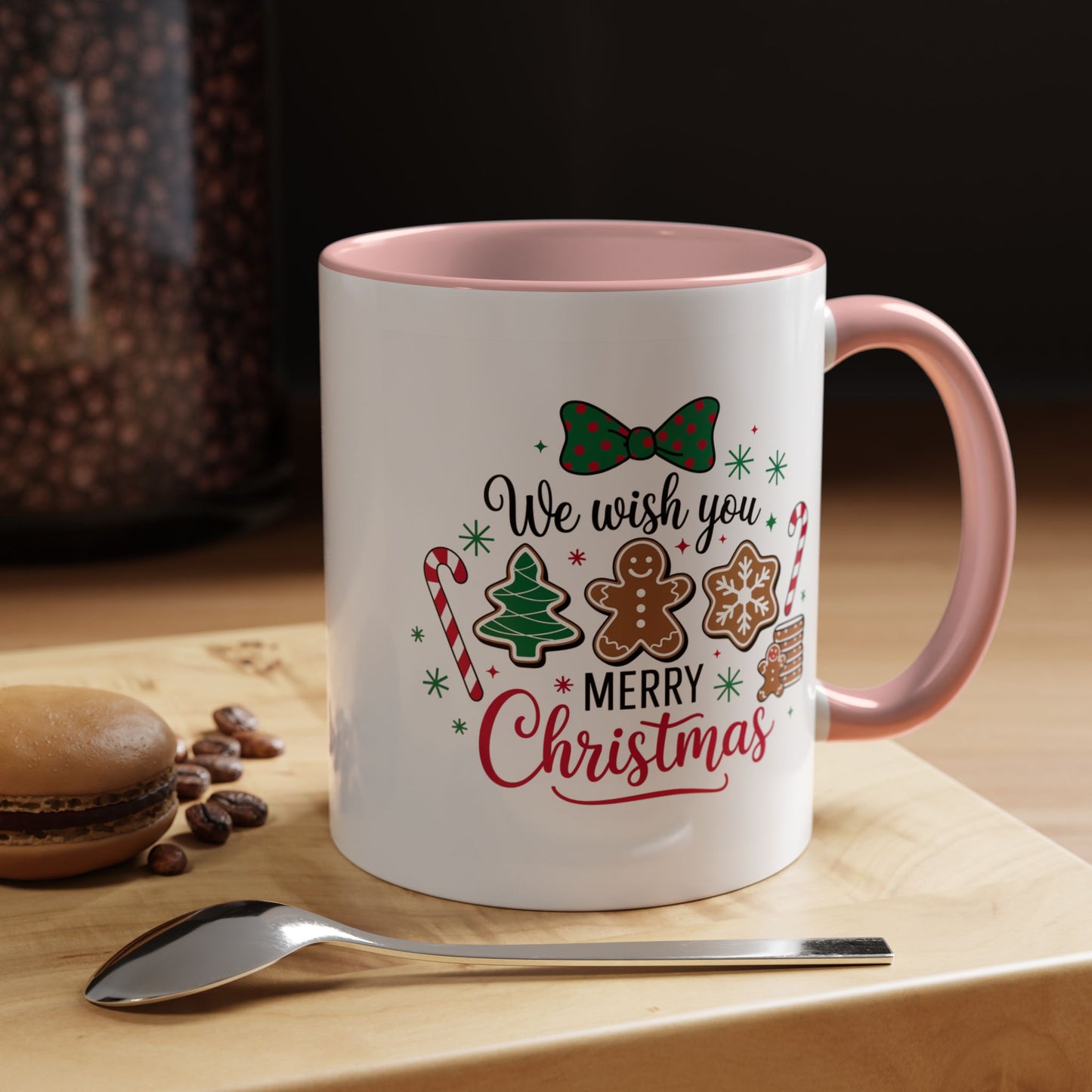 Christmas Mug - We Wish You a Merry Christmas Black & Red Text Cookies & Candy