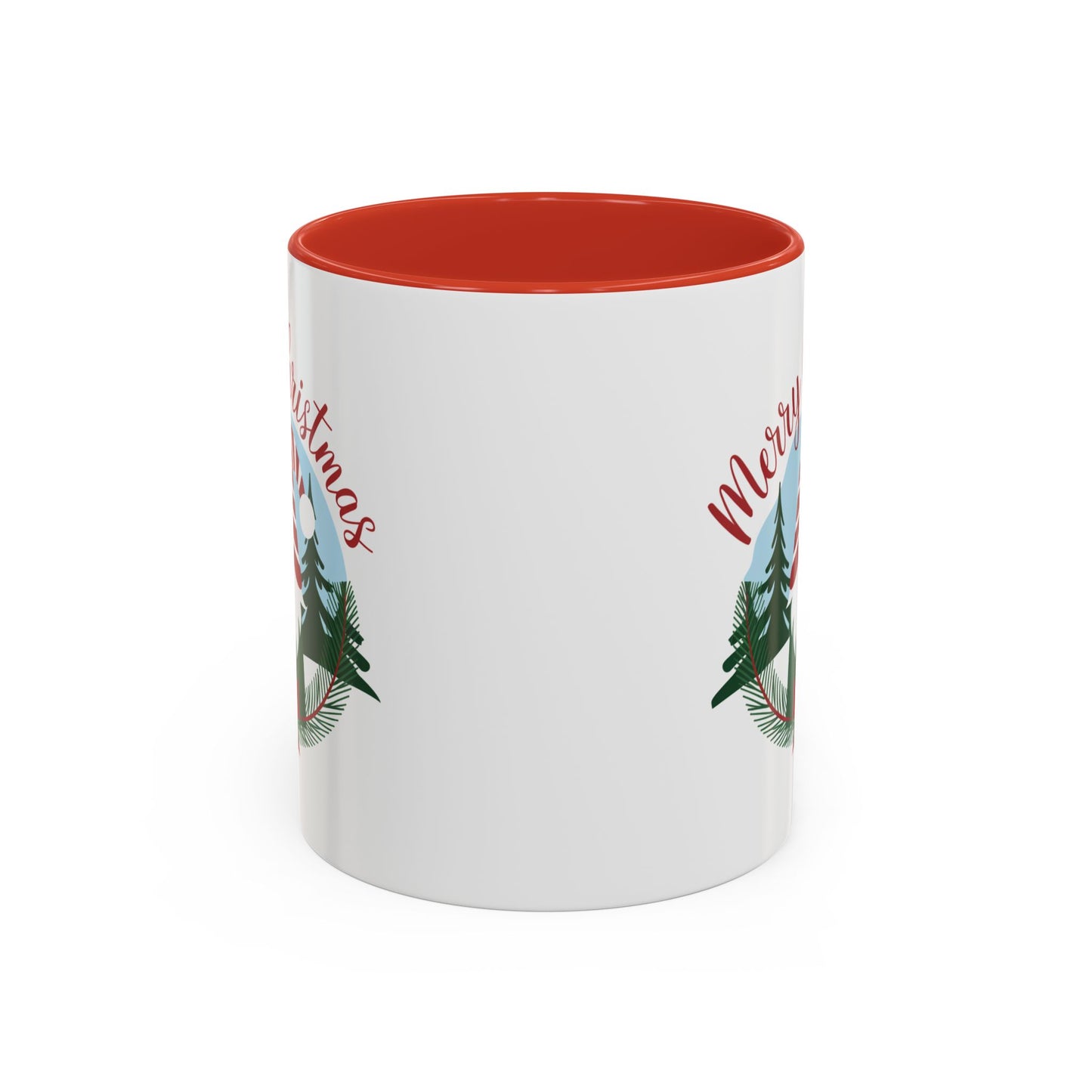 Christmas Mug - Merry Christmas Red Text Gnome Bow Tree
