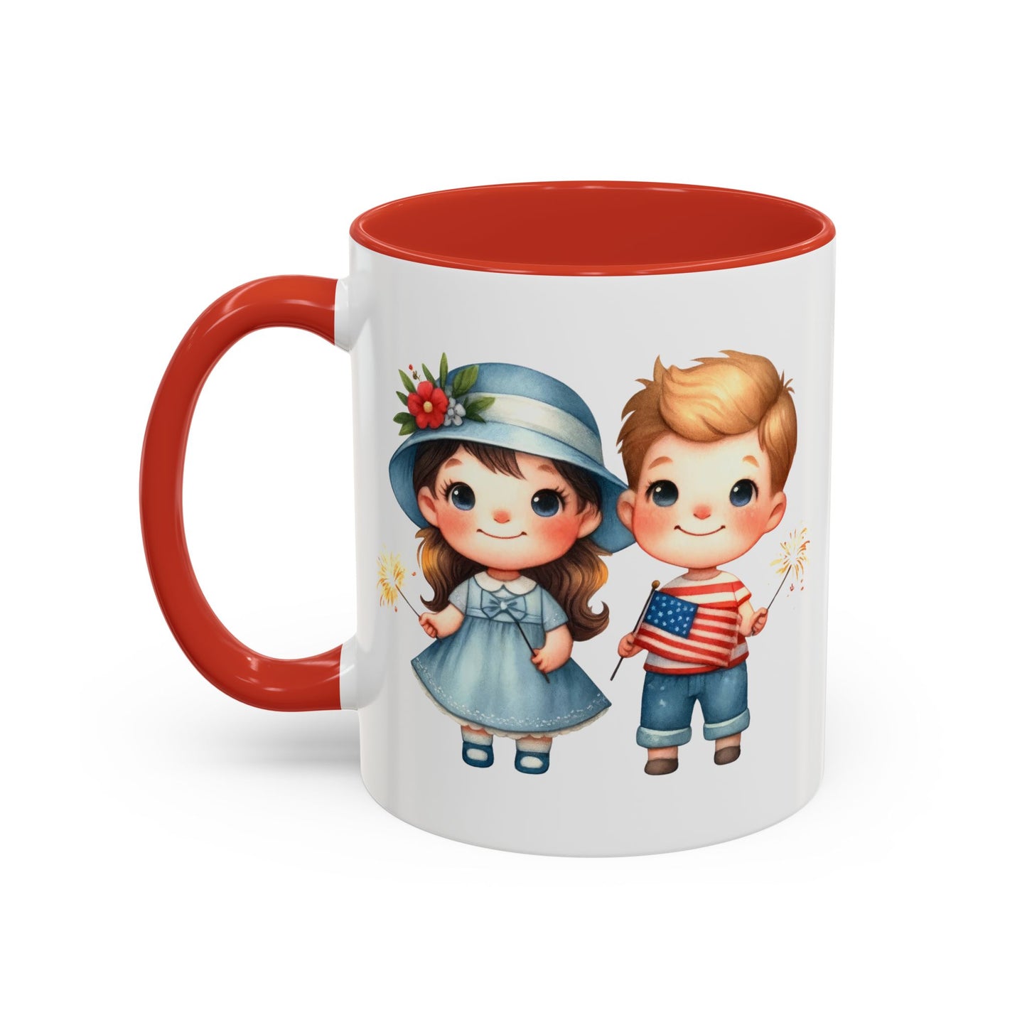 4th of July - American Boy & Girl Flag