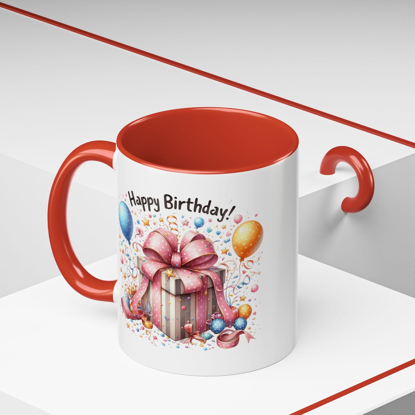 Birthday Mug - Happy Birthday Pink Ribbon Present