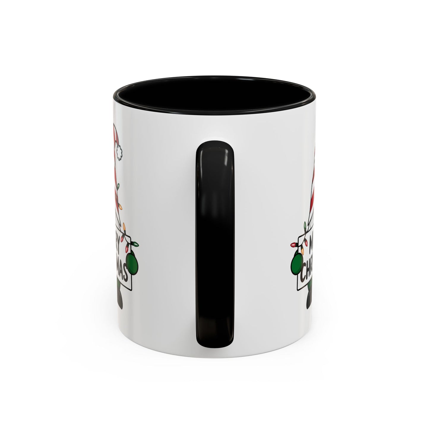 Christmas Mug - Merry Christmas Black Text Gnome Lights