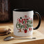 Christmas Mug - Merry Christmas Red & Green Text Santa Reindeer Tree Sleigh Ornaments