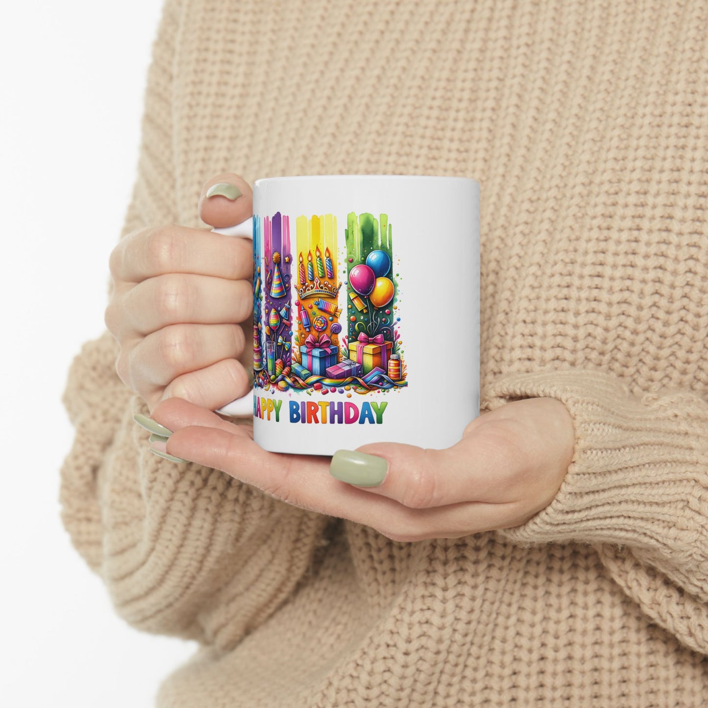 Birthday Mug - Happy Birthday Brushstrokes