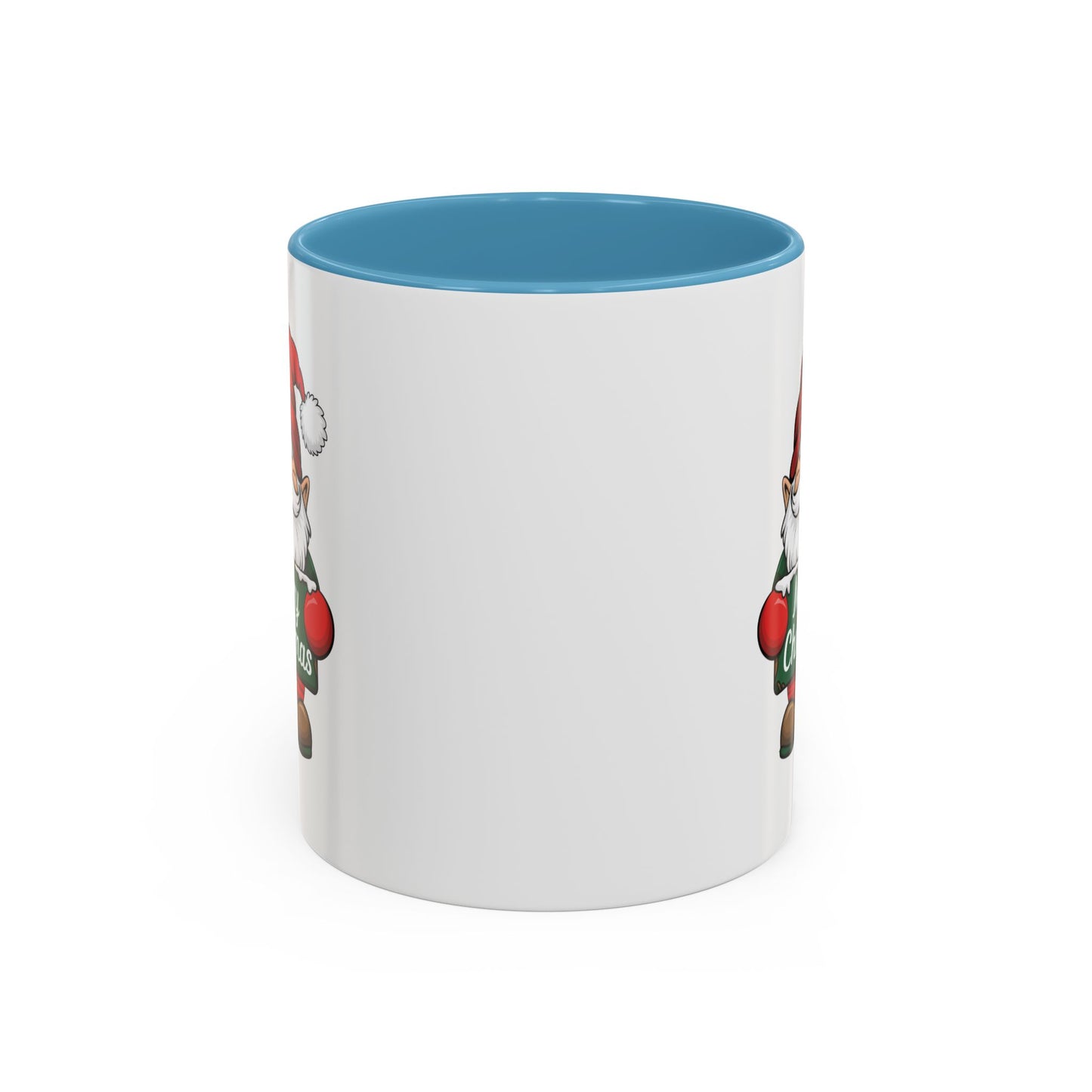 Christmas Mug - Merry Christmas White & Green Text Gnome Snow