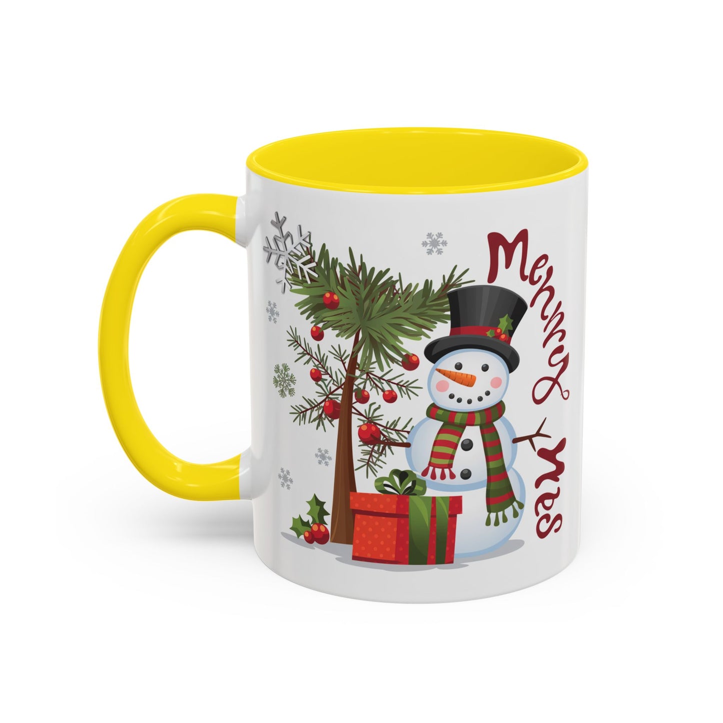 Christmas Mug - Merry Xmas Snowman Tree Present