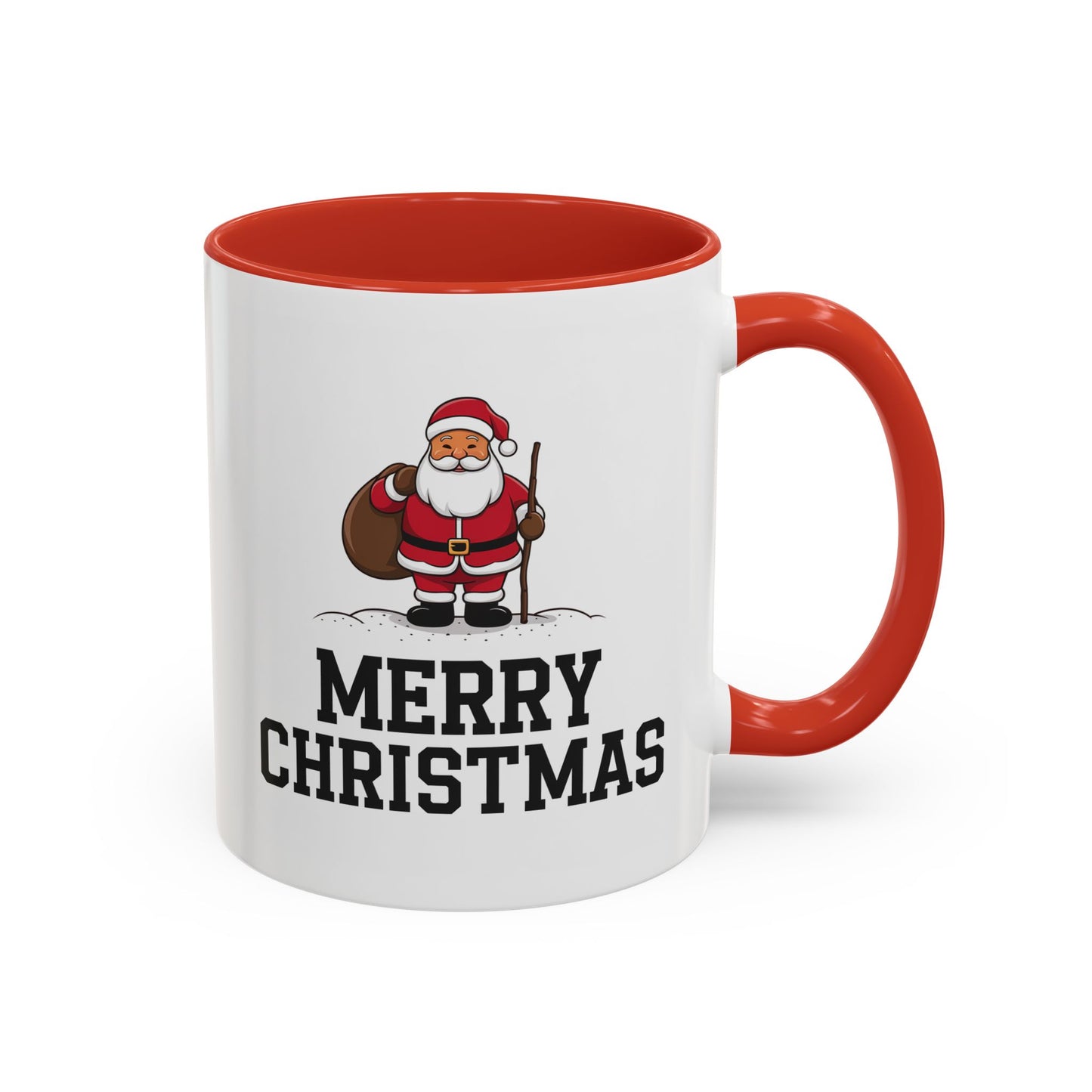 Christmas Mug - Merry Christmas Black Text Santa Walking