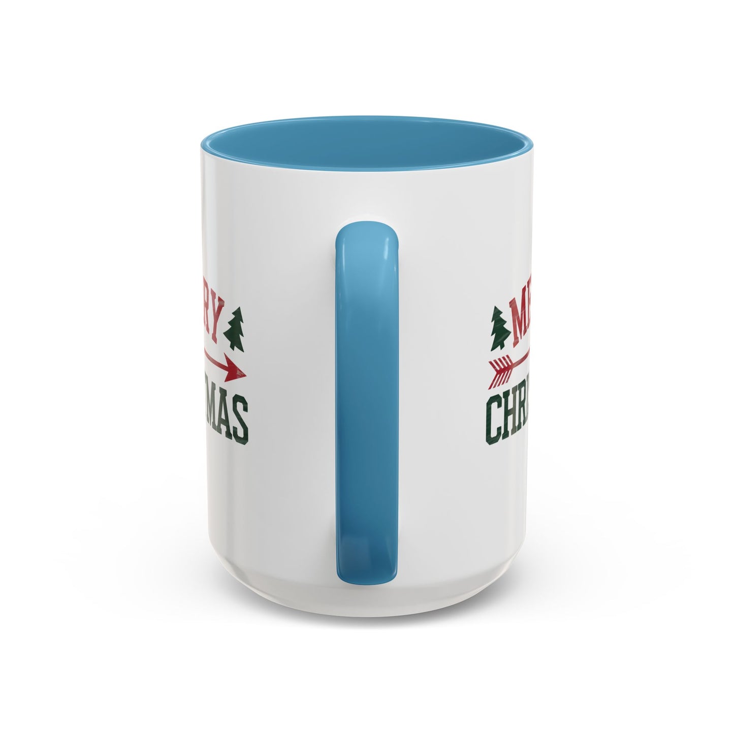 Christmas Mug - Merry Christmas Red & Green Text Heart Arrow Trees