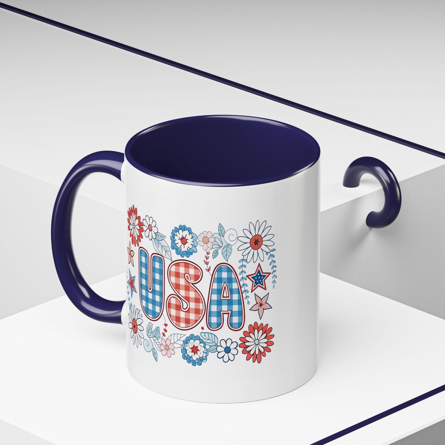 4th of July Mug - USA Preppy Floral