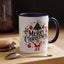 Christmas Mug - Merry Christmas Black Text Santa Reindeer Snowmen Ornaments