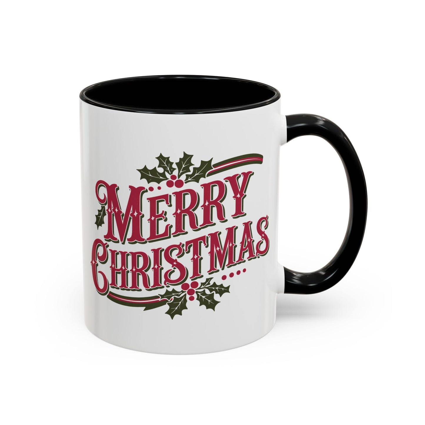 Christmas Mug - Merry Christmas Maroon & Green Text Decorations