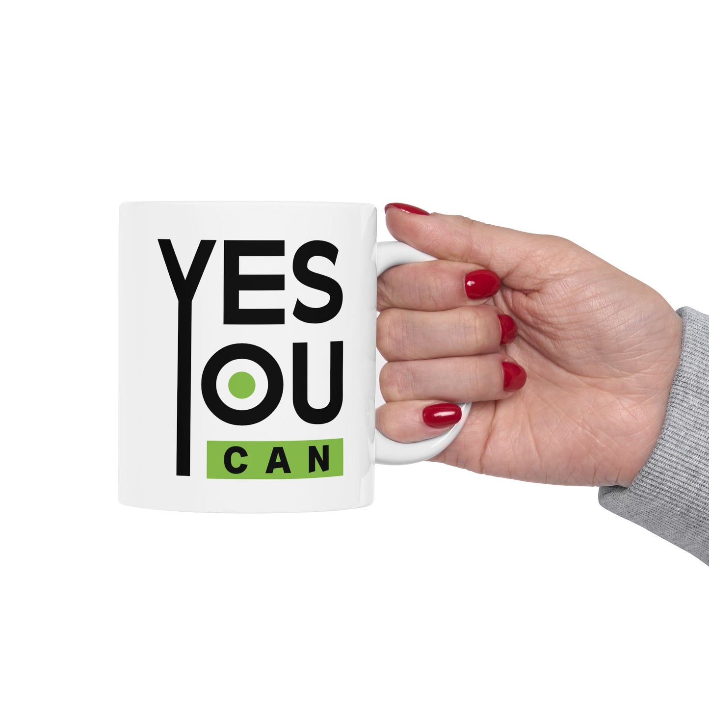 Motivation Mug - Yes You Can Black & Green