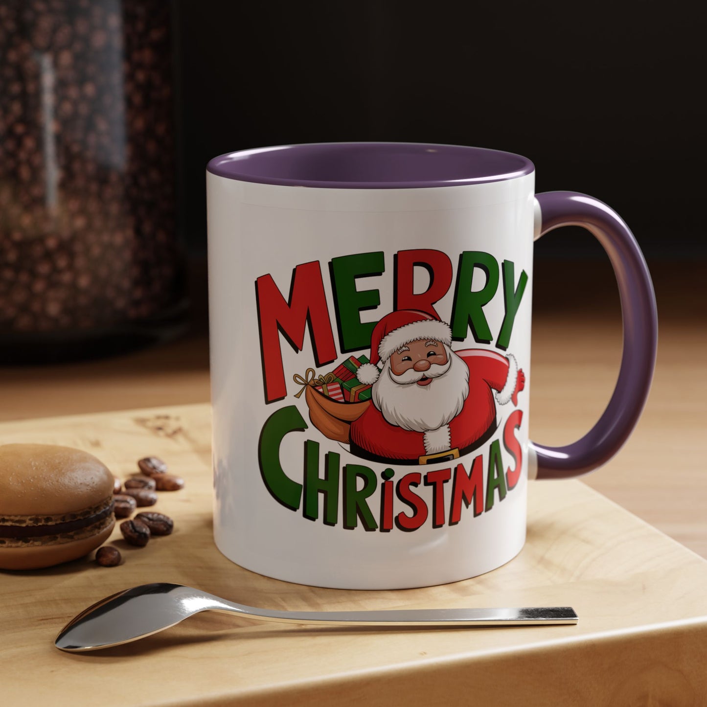 Christmas Mug - Green & Red Text Santa Presents