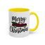 Christmas Mug - Merry Christmas Black Text Tartan Truck