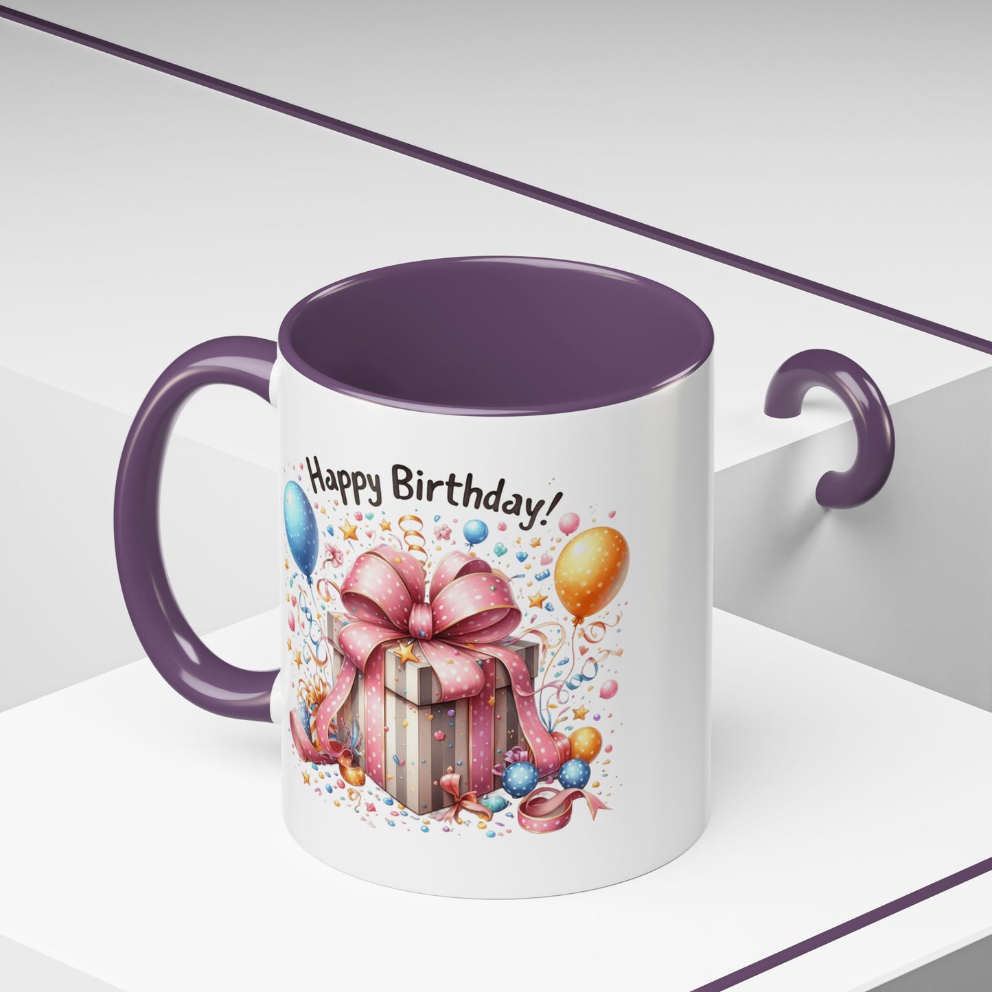 Birthday Mug - Happy Birthday Pink Ribbon Present