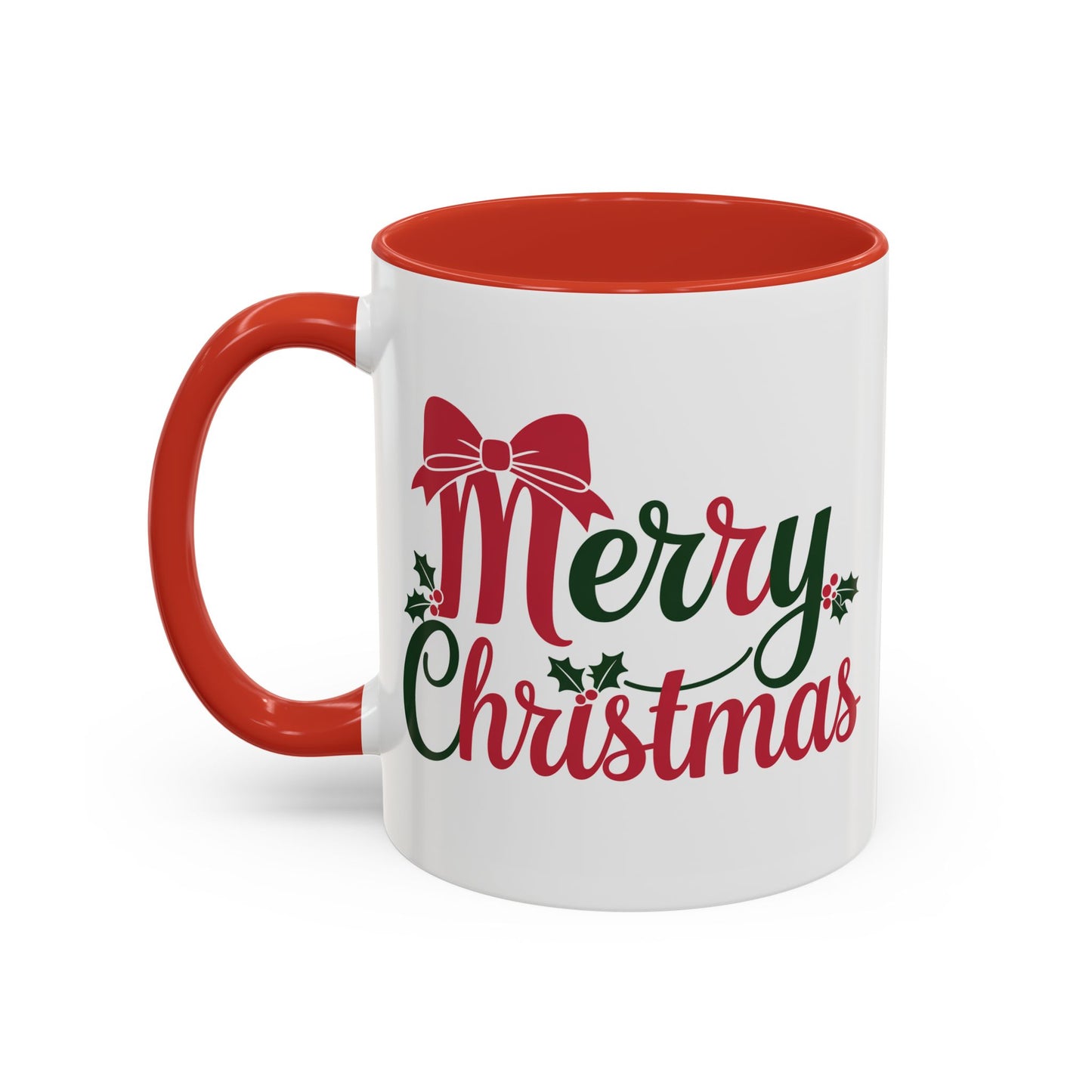 Christmas Mug - Merry Christmas Red & Green Text Bow