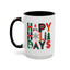 Christmas Mug - Happy Holidays Green Red & Blue Decorative Text