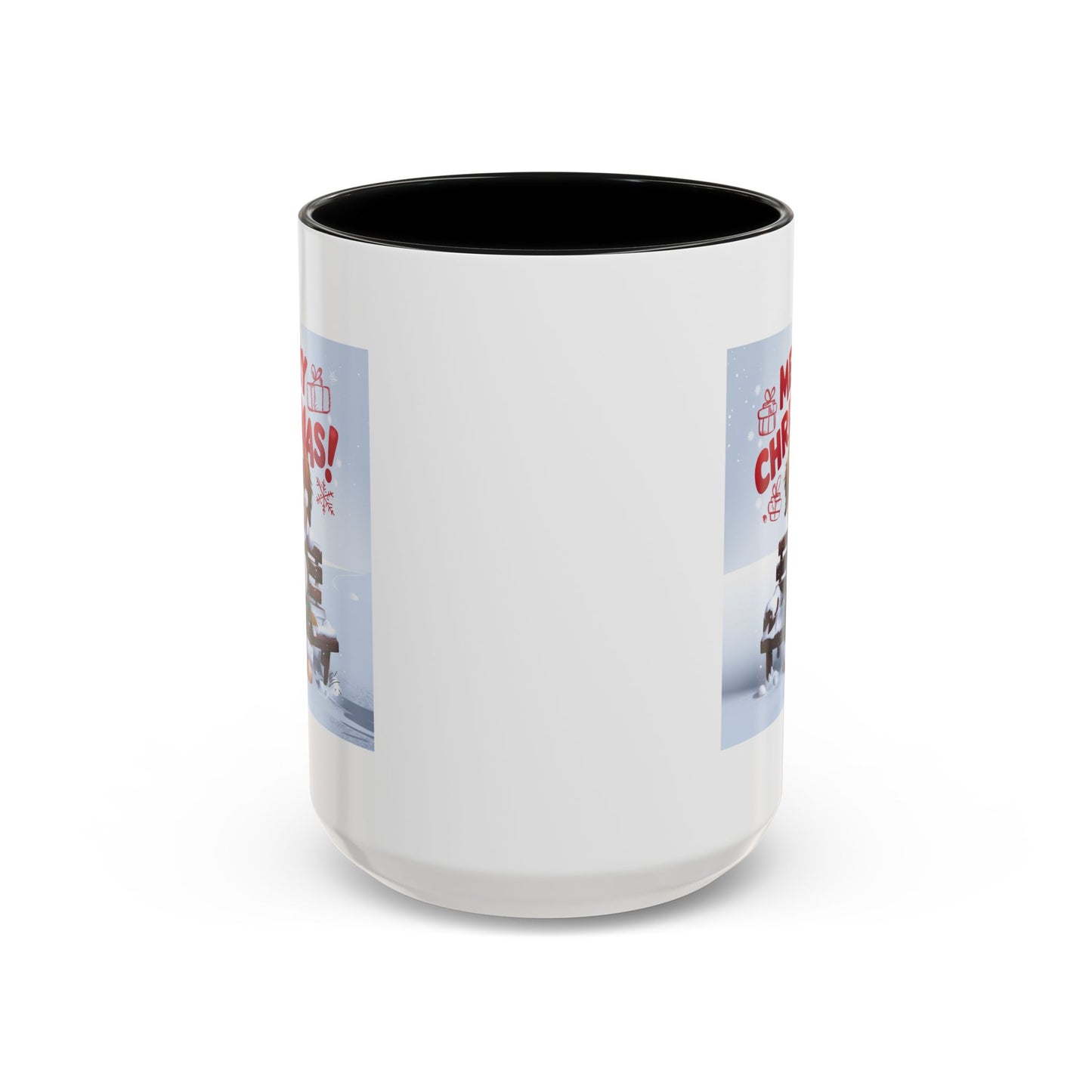 Christmas Mug - Merry Christmas Red Text Puppy Green Top 2