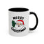 Christmas Mug - Merry Christmas Black Text Santa Tree