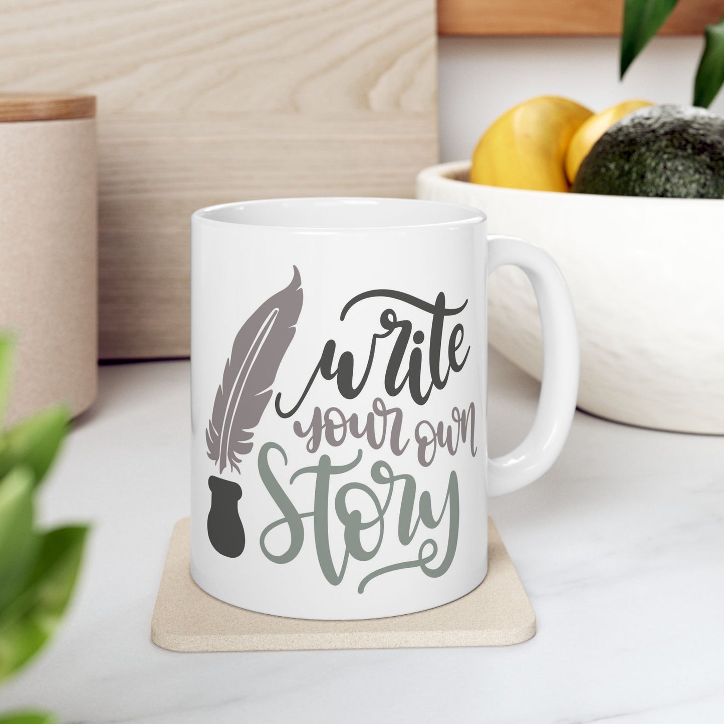 Motivation Mug - Write Your Own Story Pen and Ink