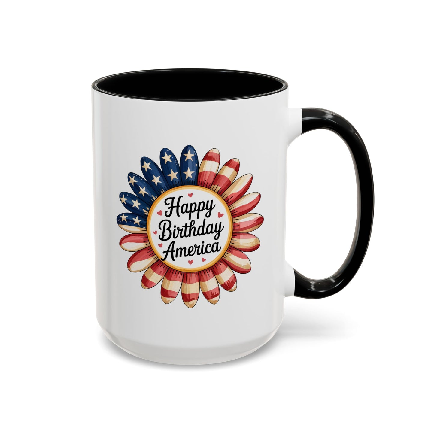 4th of July Mug - Happy Birthday America Sunflower