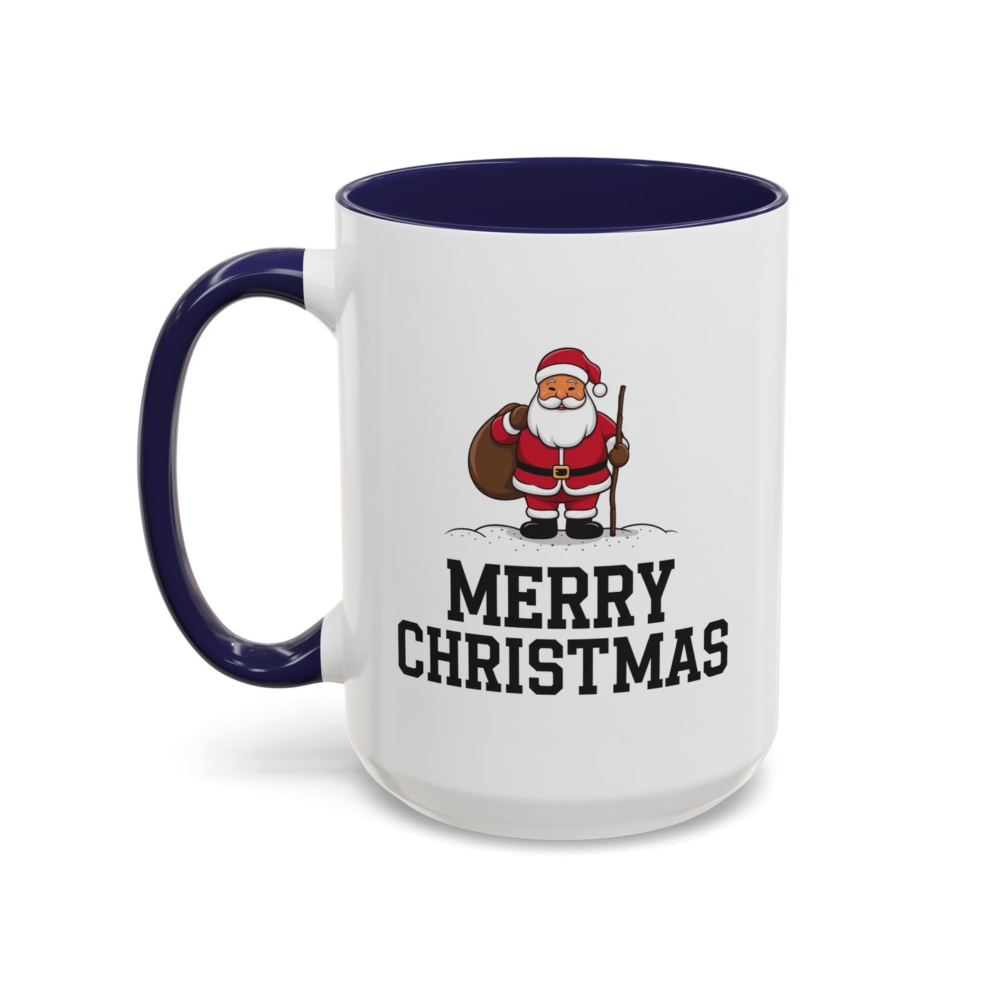 Christmas Mug - Merry Christmas Black Text Santa Walking