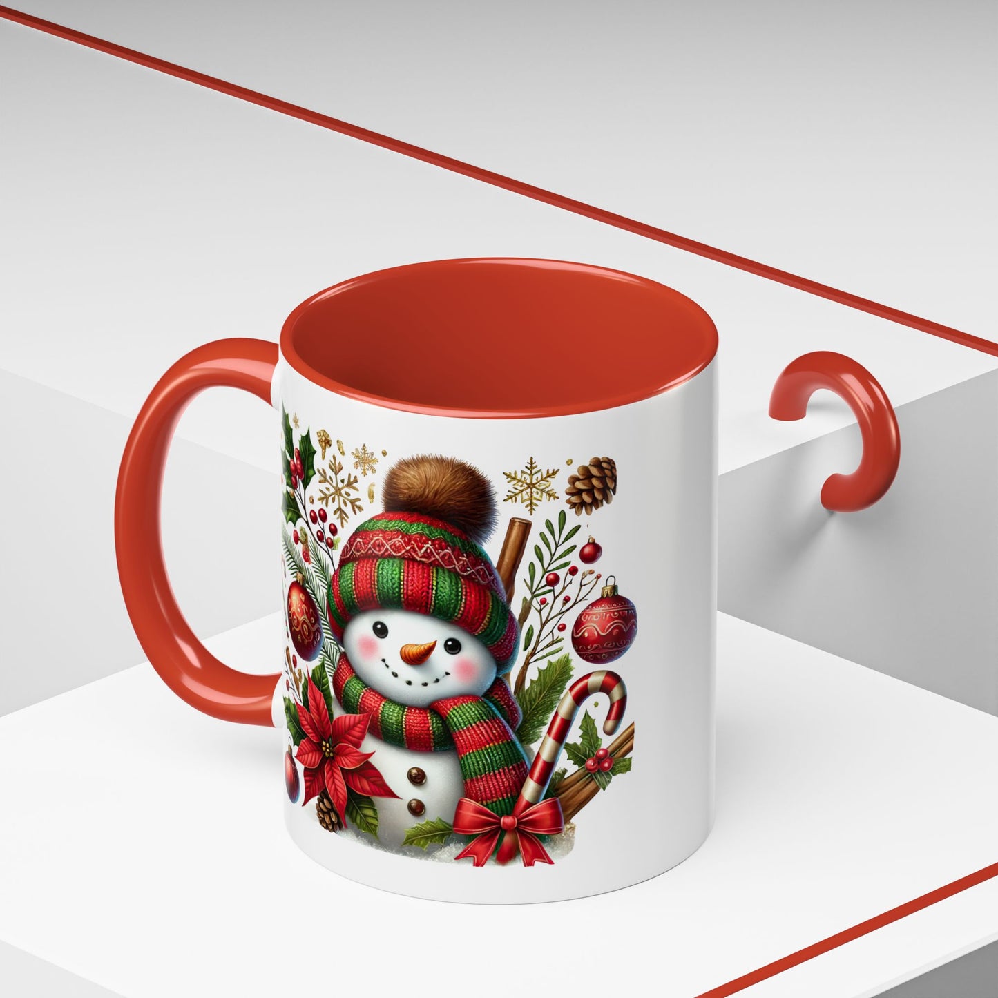 Christmas Mug - Red and Green Snowman