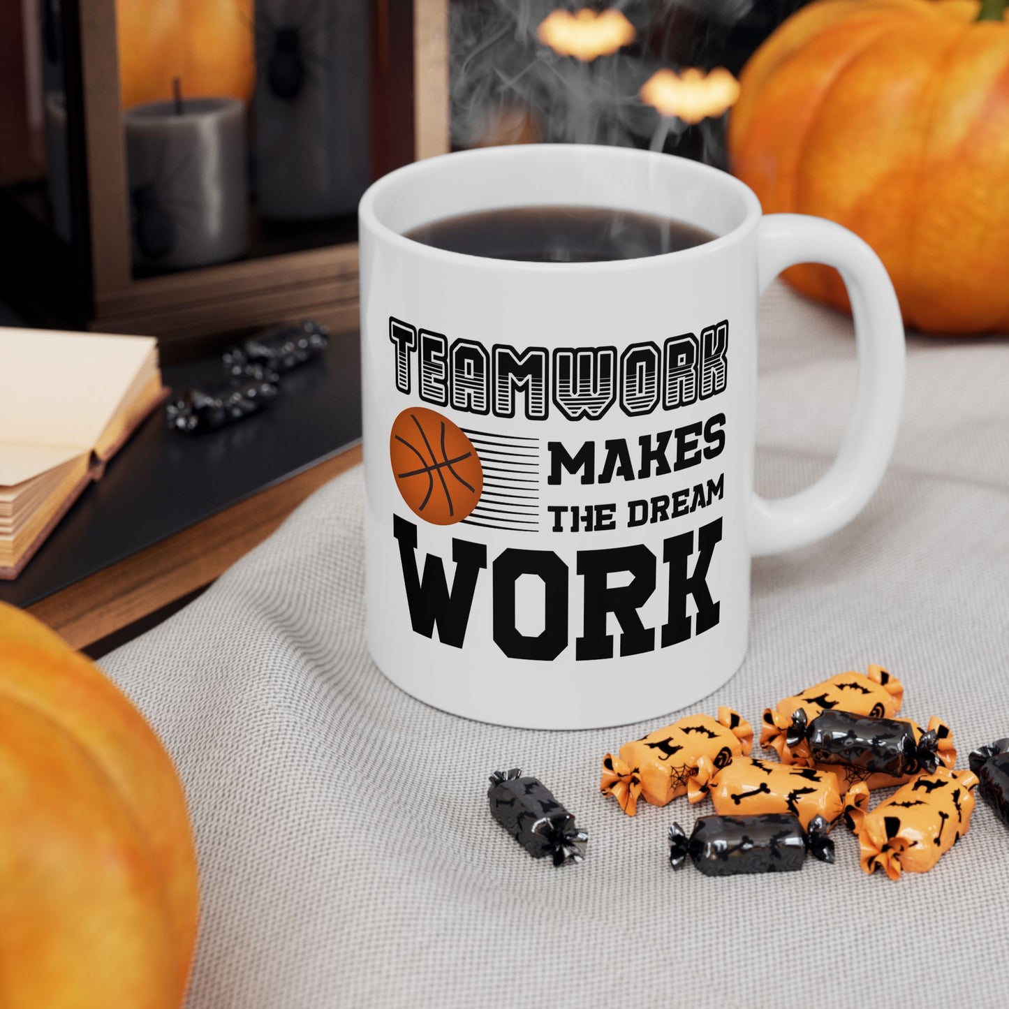 Motivation Mug - Teamwork Makes The Dream Work Basketball