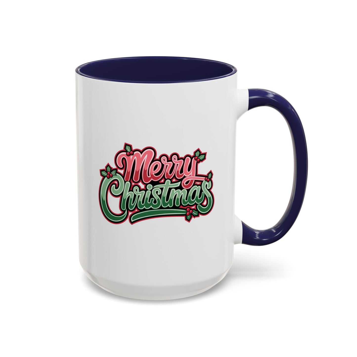 Christmas Mug - Merry Christmas Red & Green Text Mistletoe