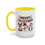 Christmas Mug - Red Green & Gold Text Reindeer Snowman Penguin