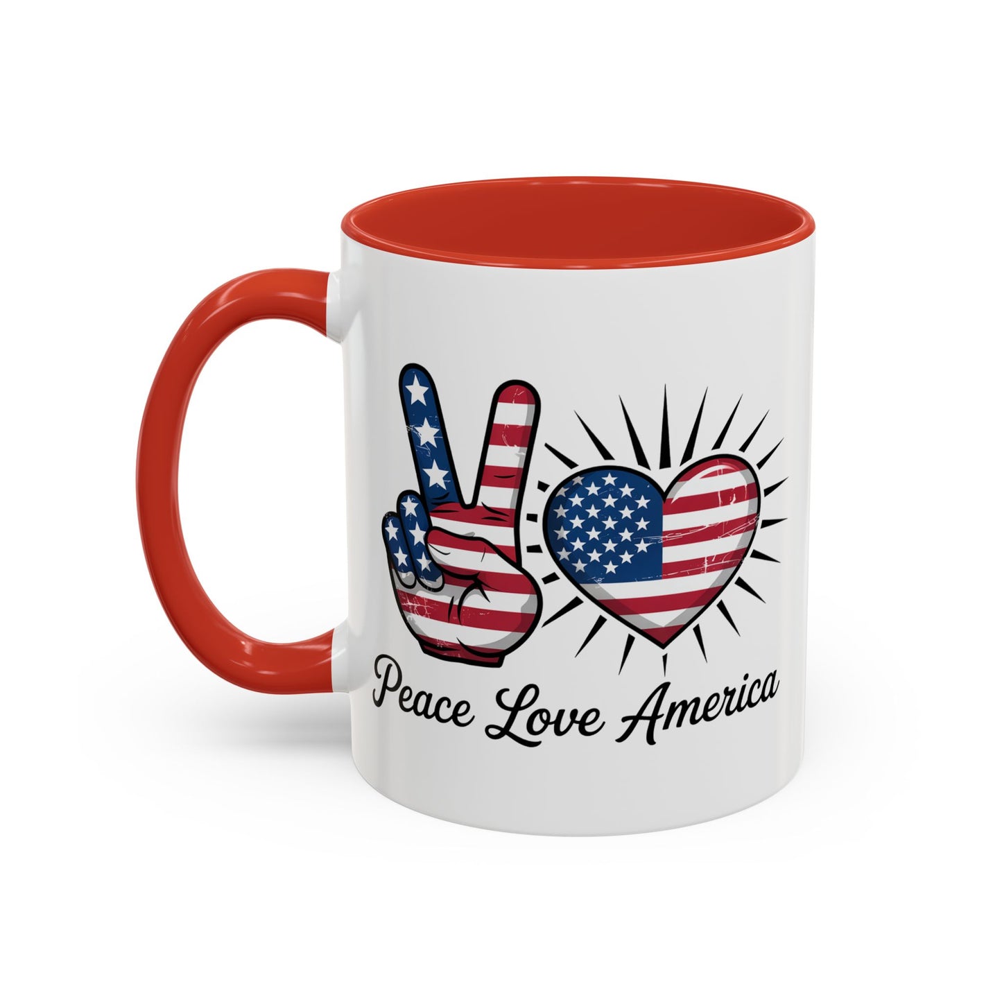 4th of July Mug - Peace Love America