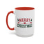 Christmas Mug - Merry Christmas Red & Green Text Heart Arrow Trees