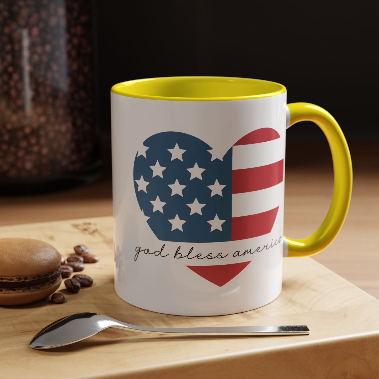 4th of July Mug - God Bless America Flag Heart