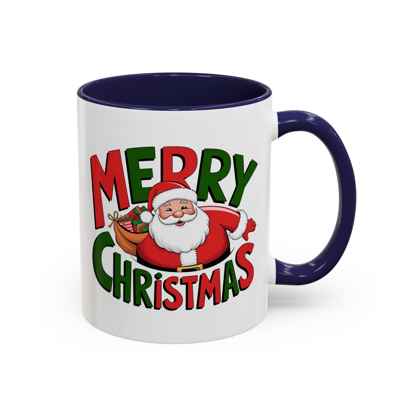 Christmas Mug - Green & Red Text Santa Presents
