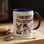 Christmas Mug - Red Green & Gold Text Reindeer Snowman Penguin