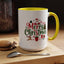Christmas Mug - Merry Christmas Red & Green Text Santa Reindeer Tree Sleigh Ornaments